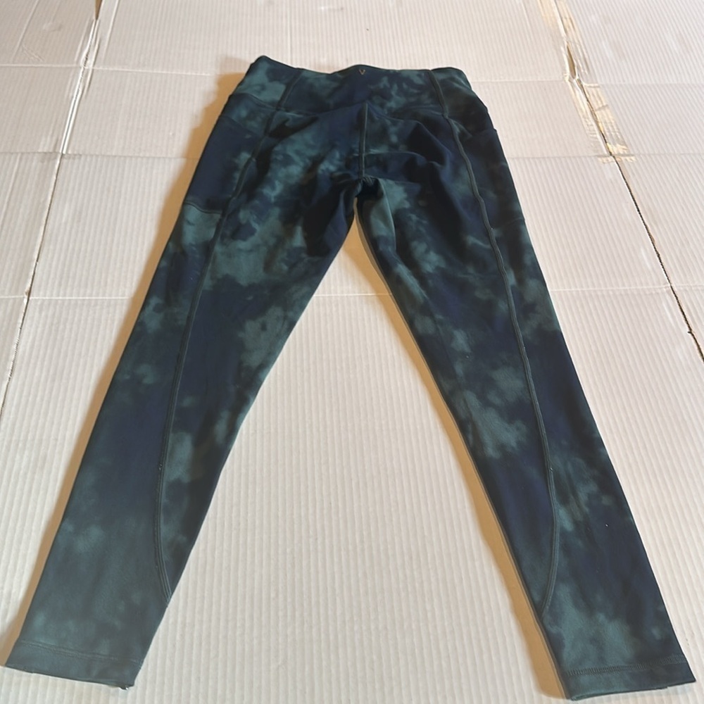 Victorias Secret green navy look of tye dye leggings w side pockets super soft - Picture 5 of 8